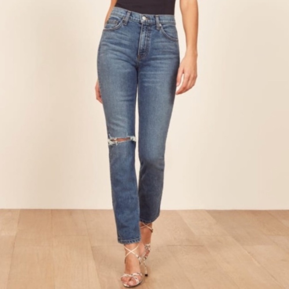Reformation Jeans - Liza high straight Mediterranean destroyed, 27